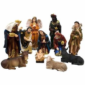 Presépio Natalino Realista Pequeno Resina Completo - 23cm