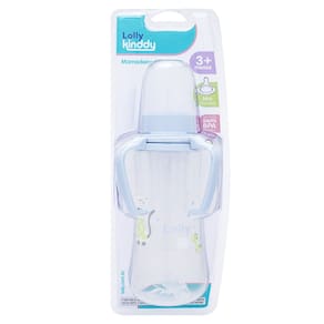 Mamadeira com Alca Lolly Kinddy Bico de Silicone Azul 3+Meses 250ml