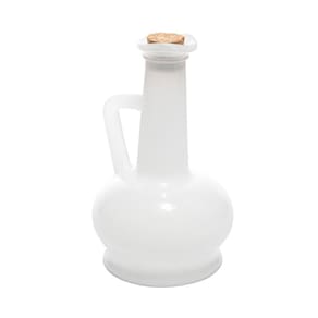 Garrafa para Azeite de Vidro Pintado Branco com Tampa 230ml