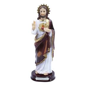 Imagem Estátua Enfeite Sagrado Coração De Jesus Resina 22cm