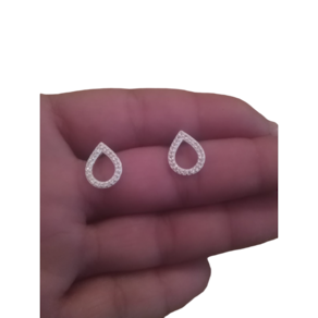 Brinco Gota Com Pedras de Zircônia de Prata Legítma 925