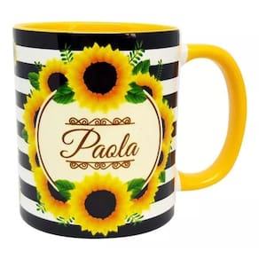 Caneca Amarela Flor Girassol - Aniversário, Surpresa, Festas