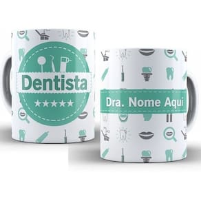 Caneca De Porcelana Dentista Com Seu Nome Personalizado