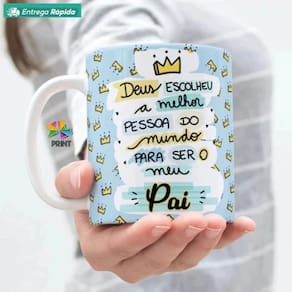 Caneca Porcelana Deus escolheu a melhor pessoa do mundo para ser meu Pai - [est. 1] Presente dia dos Pais