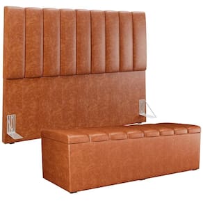Kit Cabeceira Casal Queen 160cm Calçadeira Baú Camel