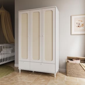 Guarda-Roupa Infantil Branco Rattan Provençal Fofura Divicar