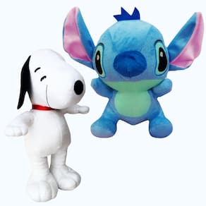 02 Brinquedos Pelucia Stitch 28cm e Snoopy 35cm Antialérgico