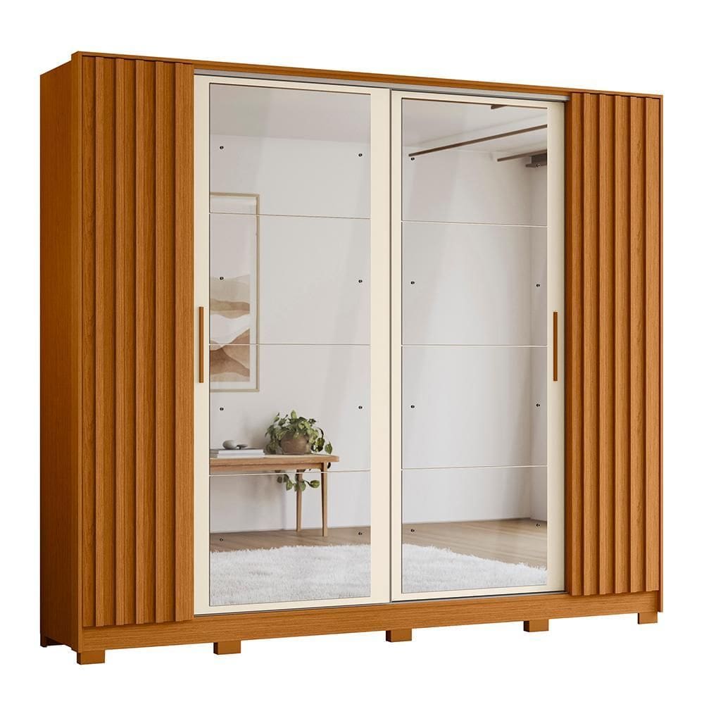 Guarda Roupa Casal Jacarandá 4 Portas Flex com 8 Espelhos - Móveis Albatroz