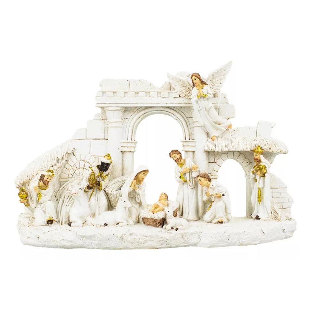 Presépio Branco 18.5x29cm - Enfeite Resina