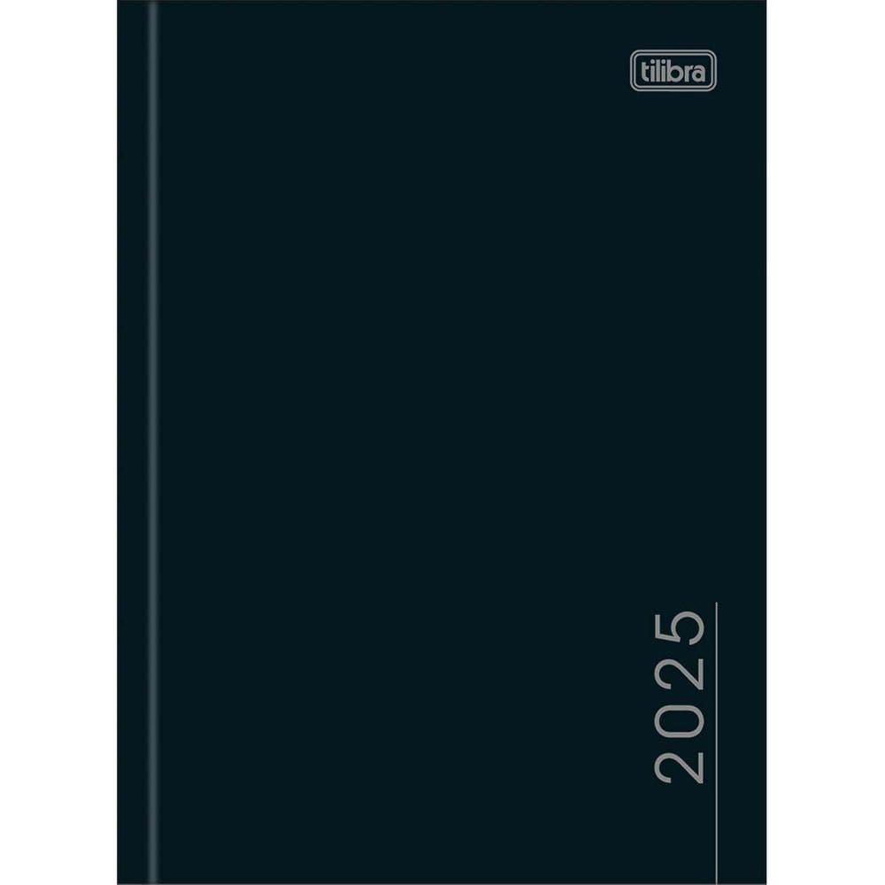 Agenda Costurada Diária 12,3 x 16,6 cm Pepper Preta 2025 Tilibra 59700