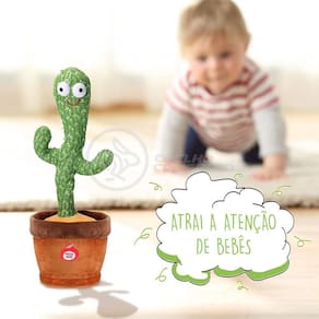Brinquedo Infantil Cacto Dançante Pelúcia 120 Músicas Usb