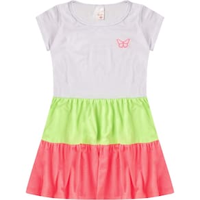Vestido Infantil Menina Verão em Meia Malha Babados Três Marias