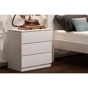 Mesa Cabeceira Veronna c/ 3 Gavetas Neve - Tcil Móveis