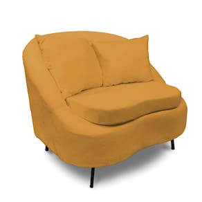 Poltrona Decorativa Orgânica Pé Ferro Pto Zaya Bouclê Mostarda C05 - D`Rossi