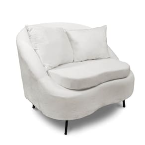 Poltrona Decorativa Orgânica Pé Ferro Pto Zaya Bouclê Off White C05 - D`Rossi