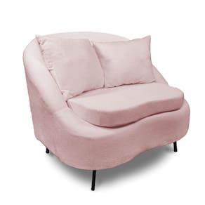 Poltrona Decorativa Orgânica Pé Ferro Pto Zaya Bouclê Rosê C05 - D`Rossi