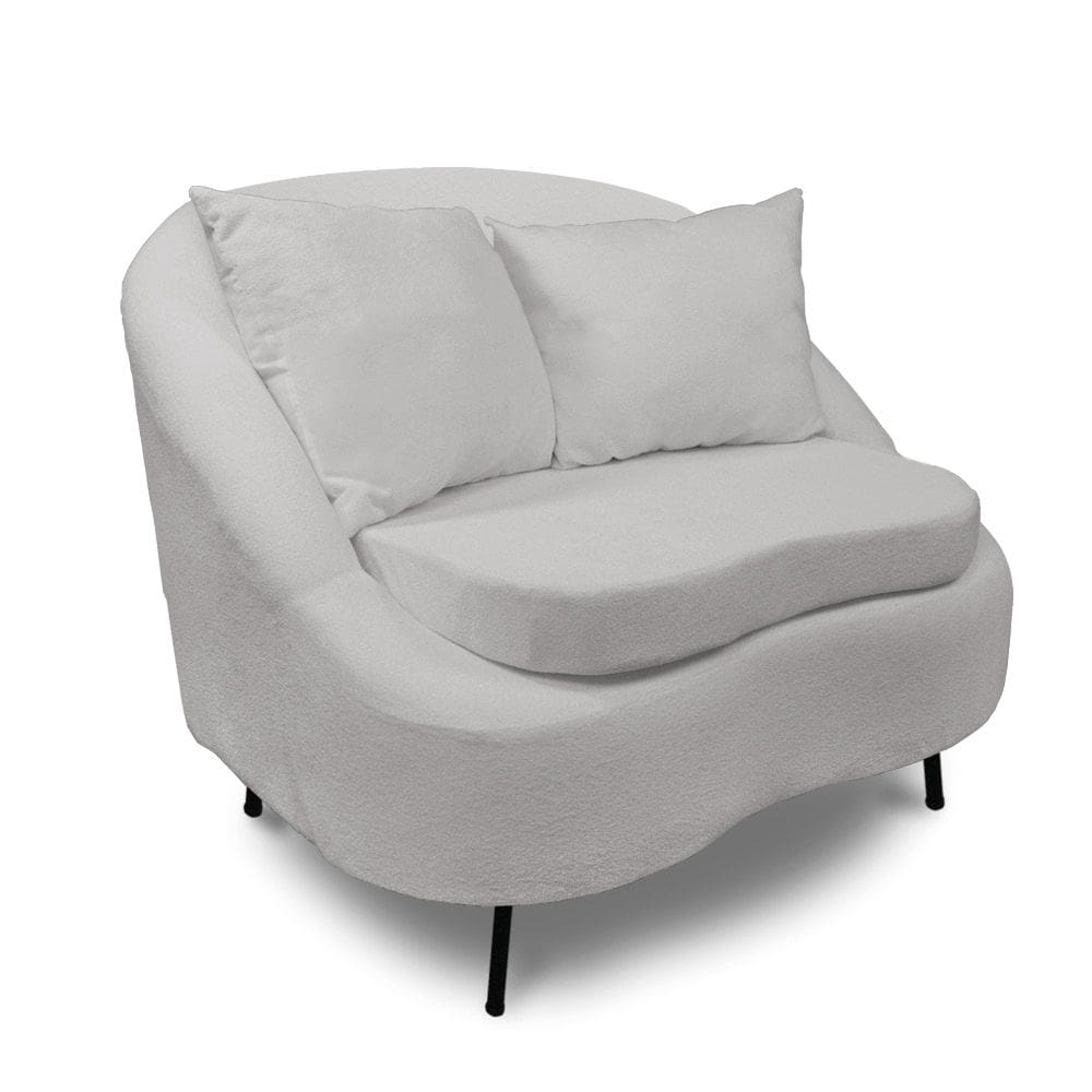 Poltrona Decorativa Orgânica Pé Ferro Pto Zaya Bouclê Cinza C05 - D`Rossi
