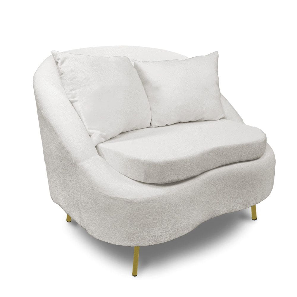 Poltrona Decorativa Orgânica Pé Ferro Dou Zaya Bouclê Off White C05 - D`Rossi