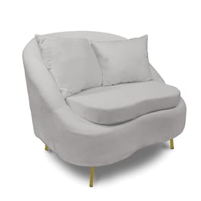Poltrona Decorativa Orgânica Pé Ferro Dou Zaya Bouclê Cinza C05 - D`Rossi