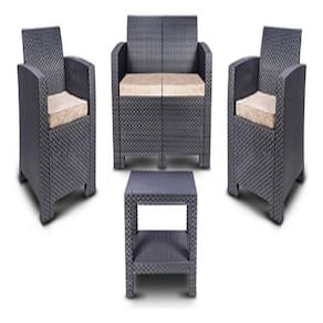 Conjunto Rattan Jardim Completo Sofá Poltrona Mesa 4 Lugares