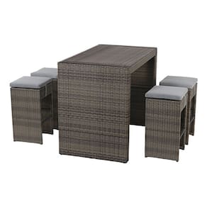 Conjunto Alto Vime Rattan Jardim E Varanda 4 Banquetas Mesa