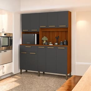 Cozinha Elegante 10 Portas Jade Cinamomo e Grafite