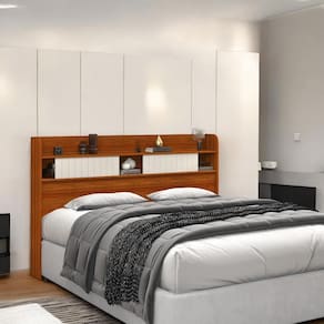 Cabeceira com Prateleiras Dubai Solteiro Cinamomo e Off