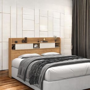 Cabeceira com Prateleiras Dubai Solteiro Freijó e Off White