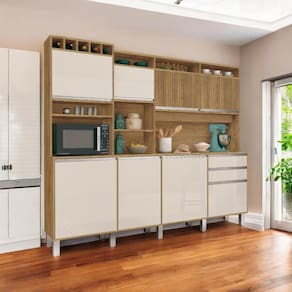 Cozinha Moderna 08 Portas Smart Freijó e Off White