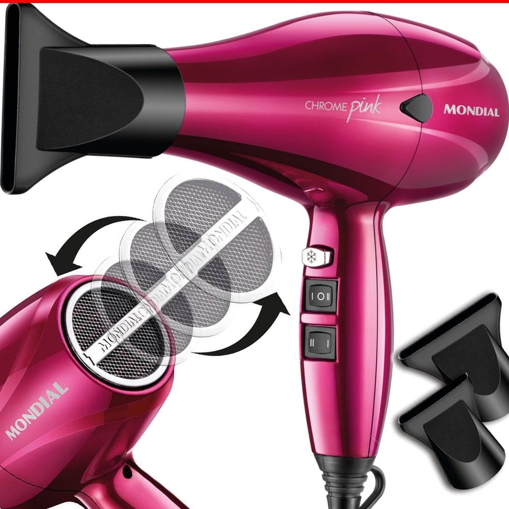 Secador Profissional Mondial Chrome 2000w Pink SC-33 Íon