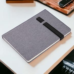 Caderno de Anotações com Capa Sintética e com Tira Colorida All Grey