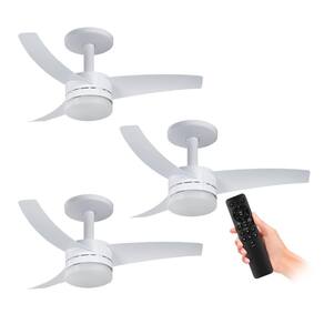 Kit 3 Ventiladores de Teto Arno Branco 3 Pás e Controle VX13