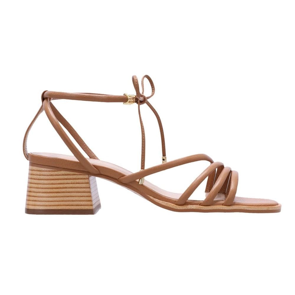 Sandália Luz da Lua Salto Baixo Amendoa