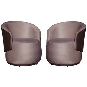 Kit 02 Poltronas Orgânica Decorativa Beatriz Veludo Rosê/PU Marrom - Montanaris Decor