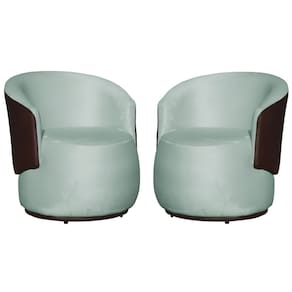 Kit 02 Poltronas Orgânica Decorativa Beatriz Veludo Acqua/PU Marrom - Montanaris Decor
