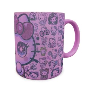 Caneca De Ceramica Glitter Rosa - Hello Kitty