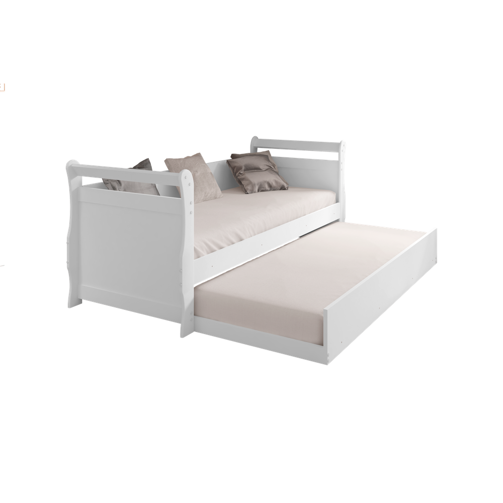 Cama Babá Solteiro Infantil Com Auxiliar Mdf Branco