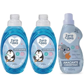 Kit Lava Roupas de Bebês: 2 Sabão Líquido 1 Amaciante Antialérgico Bebês Hipoalergênico 0a2