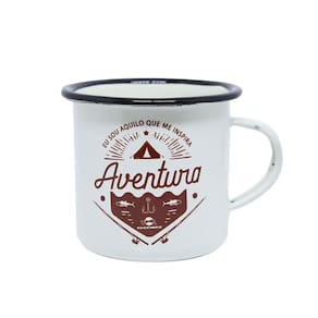 Caneca de alumínio Guepardo esmaltada Creme para Camping 240ml