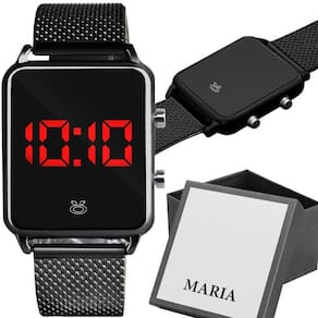 Relogio Feminino Digital Quadrado Premium Led Preto + Relogio Feminino Led Qualidade Ajustavel Preto