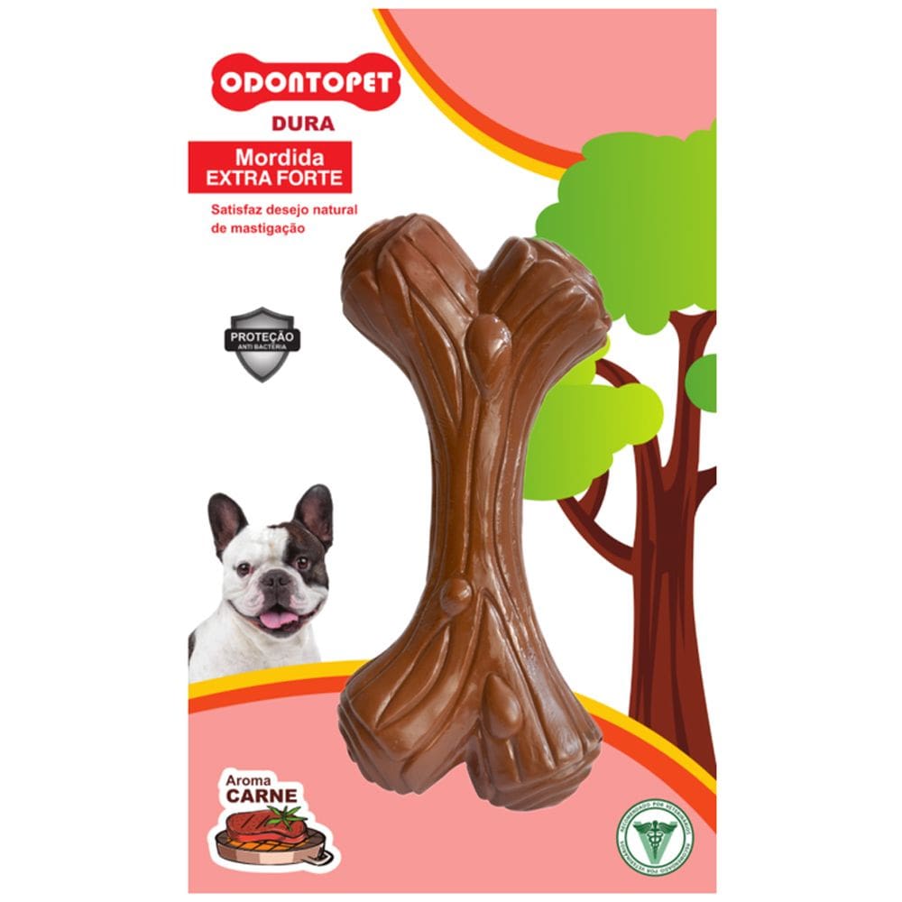 Brinquedo Mordedor Cães Osso Tronco Extra Forte Dura Dog Wood Odontopet Carne