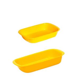 Conjunto De Travessa Servir 800ml + 1,2l 2 Peças Amarelo Em Polipropileno Vem