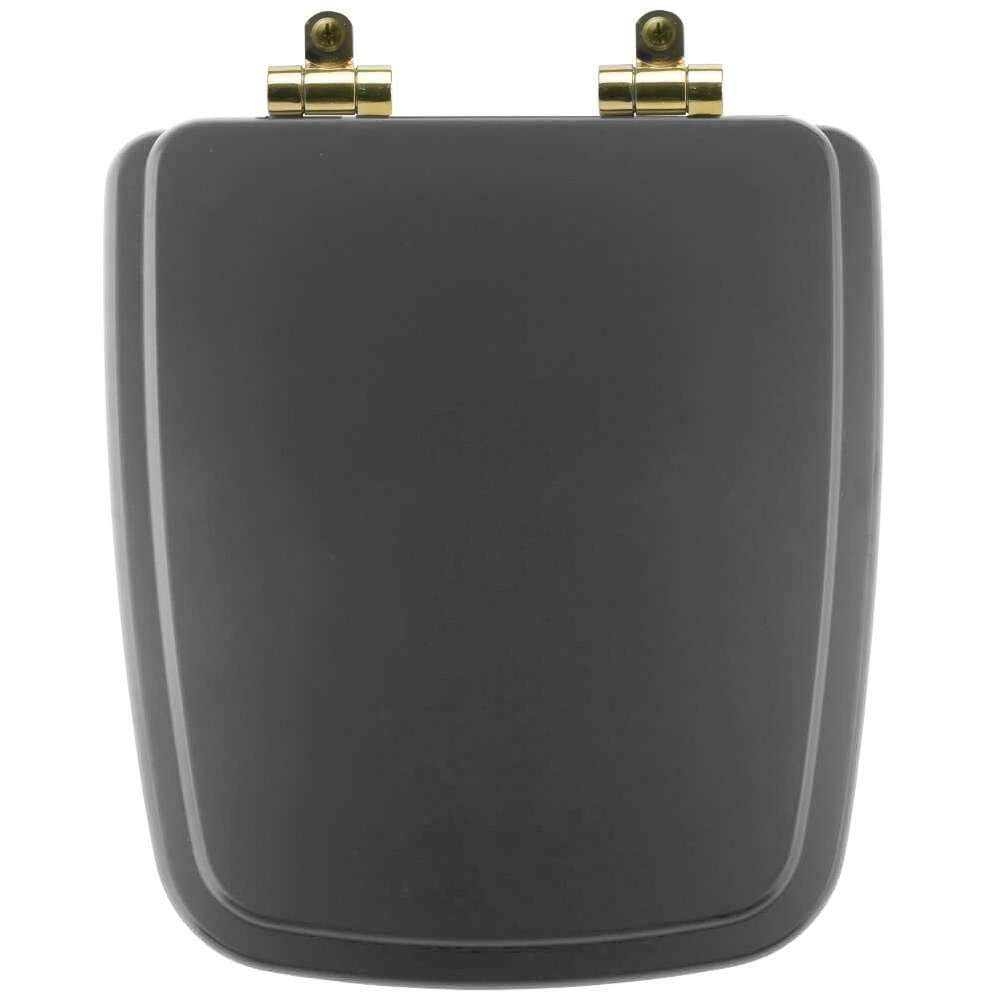 Tampa de Vaso Poliéster Com Amortecedor Boss Onix (Preto Fosco) para Bacia Incepa com Ferragem Dourada