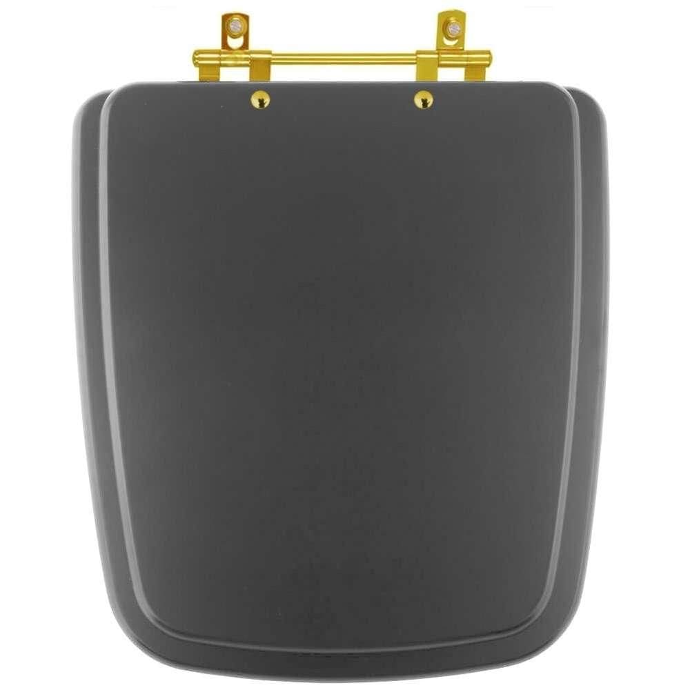 Assento Sanitário Boss Preto Matte para vaso Incepa Com Ferragem Dourada