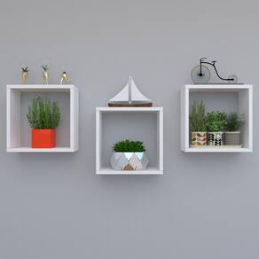 Kit Com 3 Nichos Decoração Para Quarto Branco 30x30x12cm
