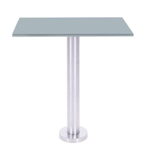 Mesa Beta Fixa Inox 71,50 cm (Alt) Disco Redondo Tampo MDP Quadrado 60 cm (Larg) x 2,50 cm (Alt) Cinza