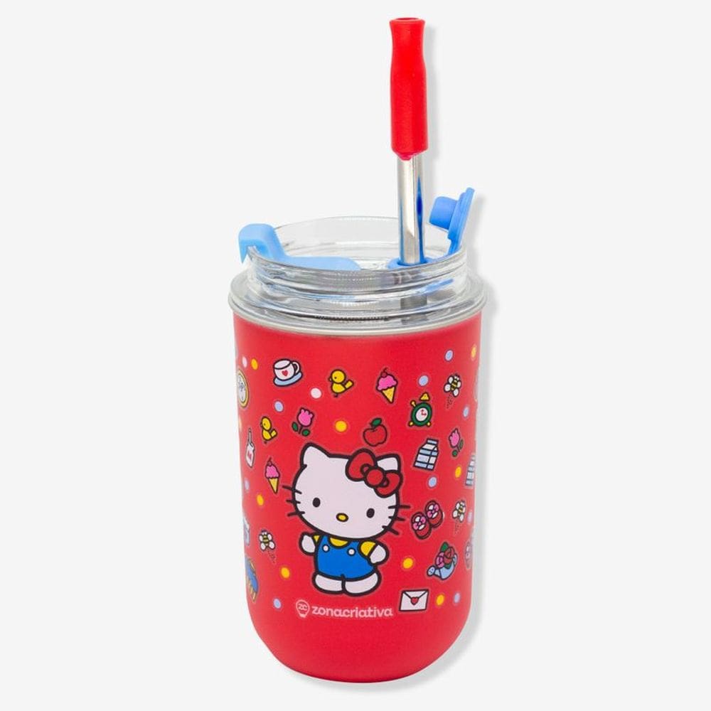 Copo Com Canudo Hello Kitty 300ml
