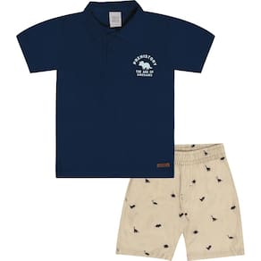 Conjunto Camisa Polo e Bermuda Dino Pulla Bulla Ref. 50680