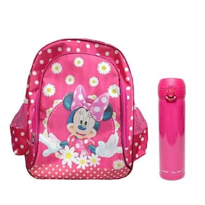 Kit Mochila Escolar Infantil Minnie 14 e Garrafa de Água Térmica Pink Vibes 340ml Rosa - ABCD