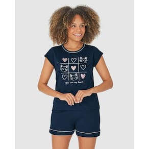 Pijama Manga Curta Feminino Malha Malwee Ref. 120735